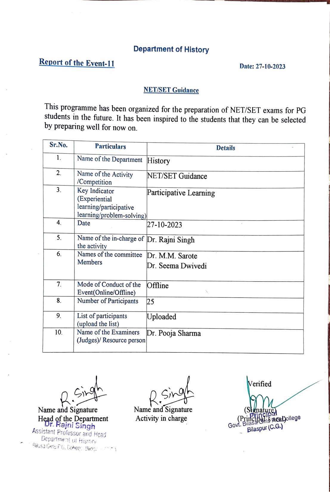 NET/SET Guidance for NET/SET Guidance by Department of History